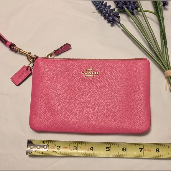 Coach Pebbled Leather Wristlet  in PETUNIA Pink - EUC - Picture 6 of 6